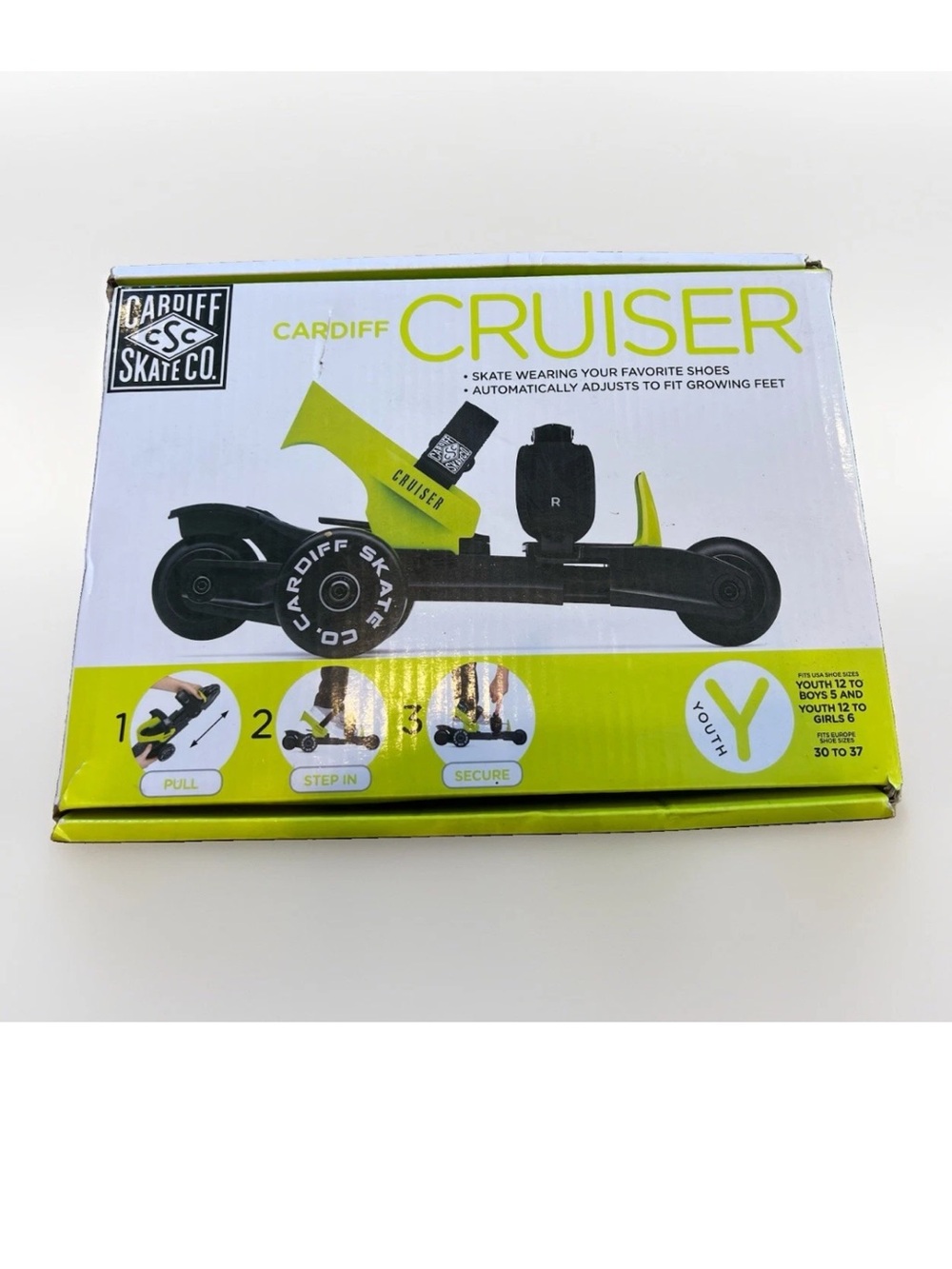 Cardiff Cruiser Skates Lime Green Youth Size 12-5 Boys 12-5 Girls EUC